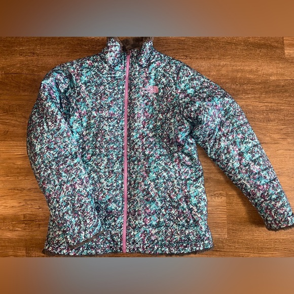 NORTH FACE Girls Reversible Mossbud Swirl Jacket Past‎ Seas X-Large 18 G5 - Picture 1 of 11